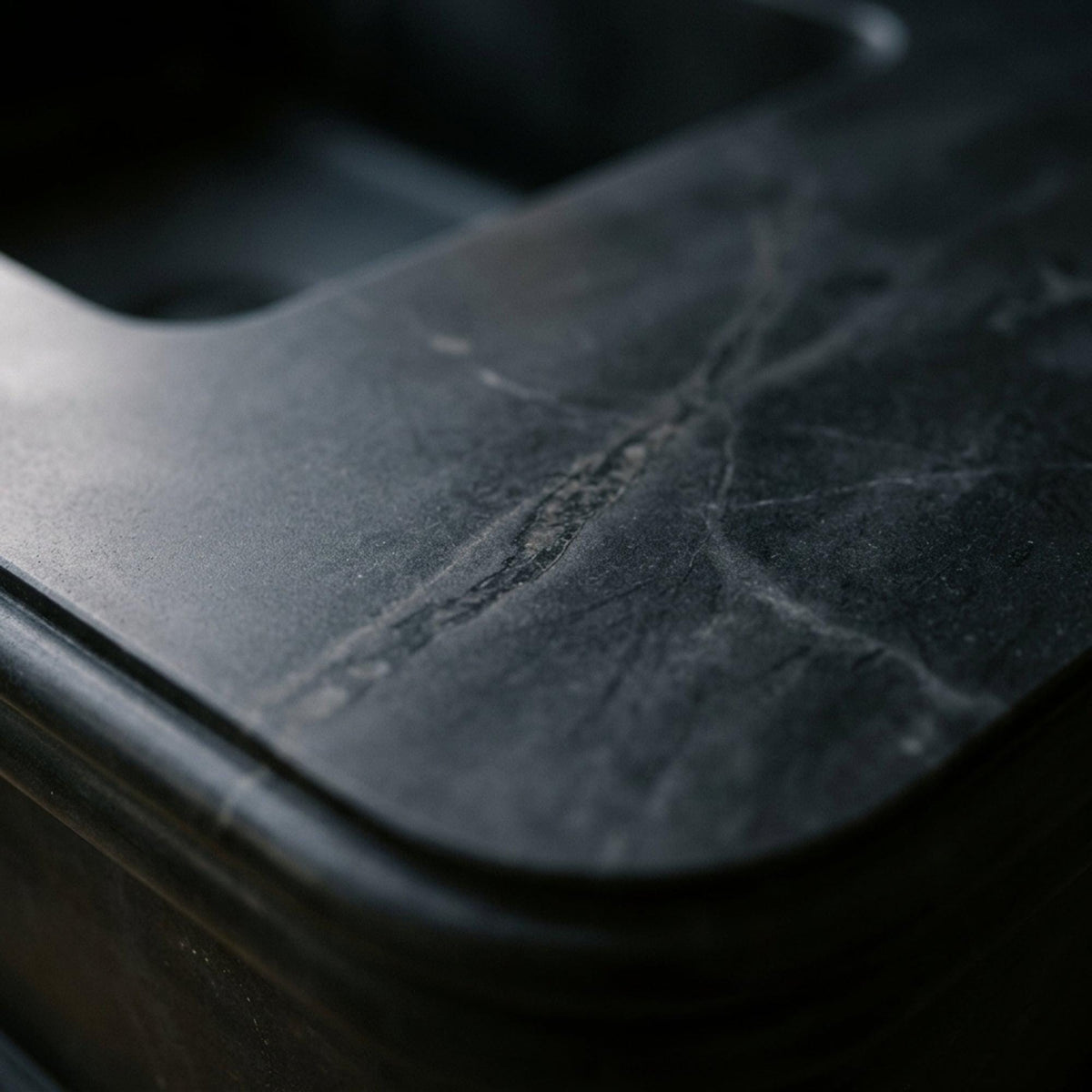 Hand Carved Pietre Notte Marble Pedestal Basin with Backsplash and Optional Metal Stand, Made in Small Batches — view 8