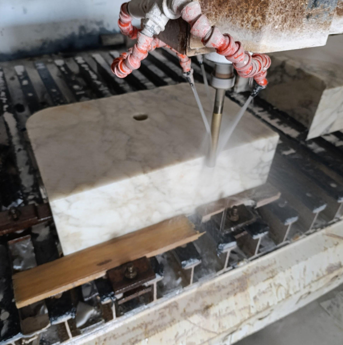 Custom Calacatta Gold Marble Pedestal Basin with Backsplash and Optional Metal Stand, Small Batch Artisan Production — view 11