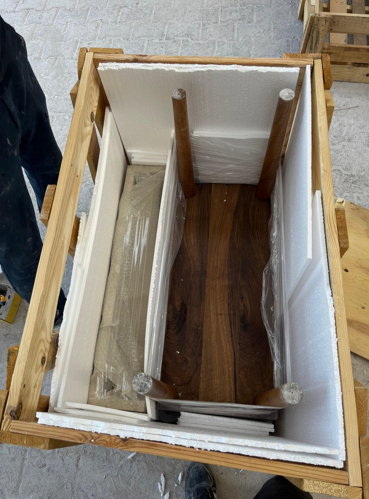 Handmade Travertine Bathroom Basin with Wood Vanity and Hand Carved Detail, Small Batch Artisan Production — view 14