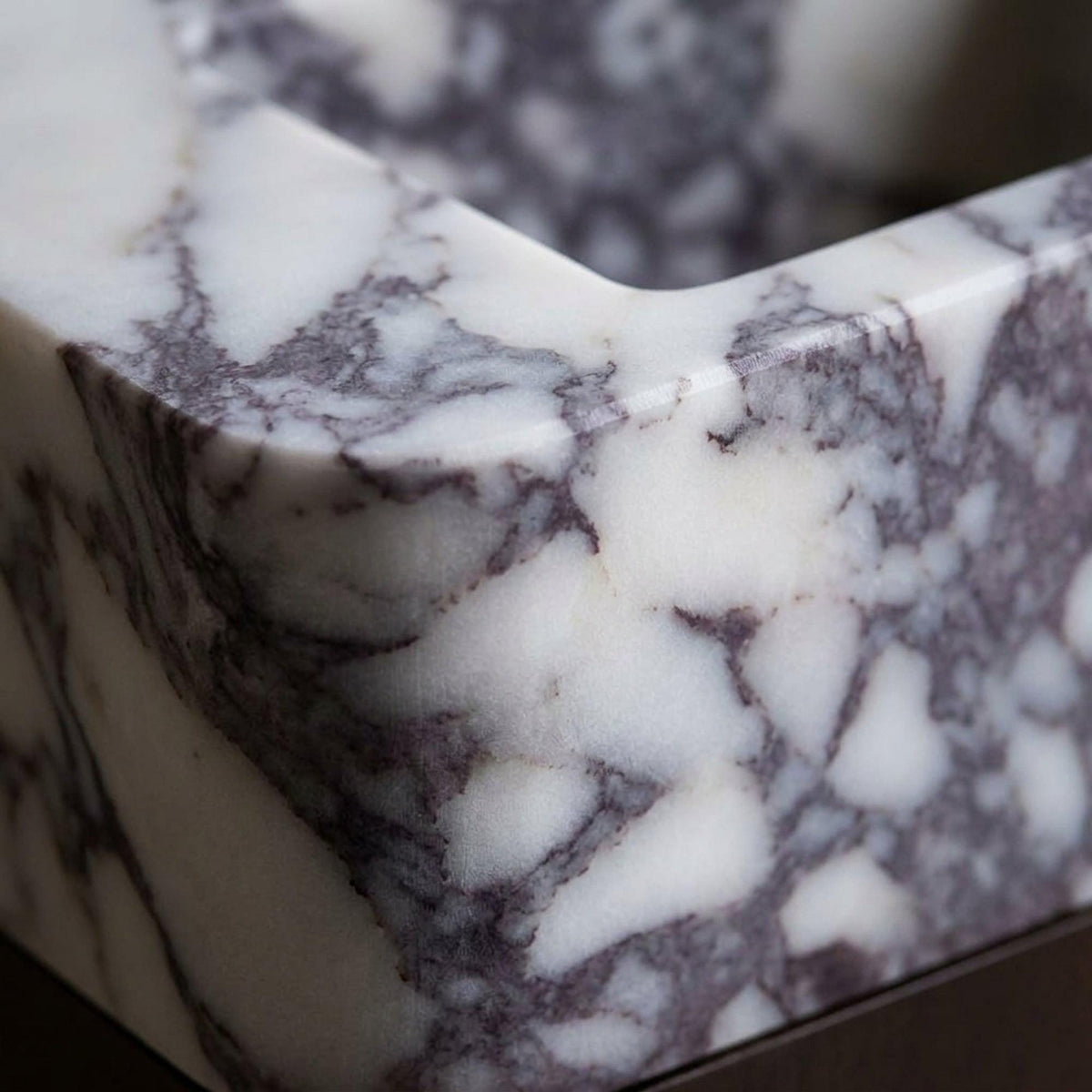 Marble Pedestal Sink | Custom Calacatta Viola Marble Vanity Basin with Backsplash and Wood Vanity, Made in Small Batches — view 16