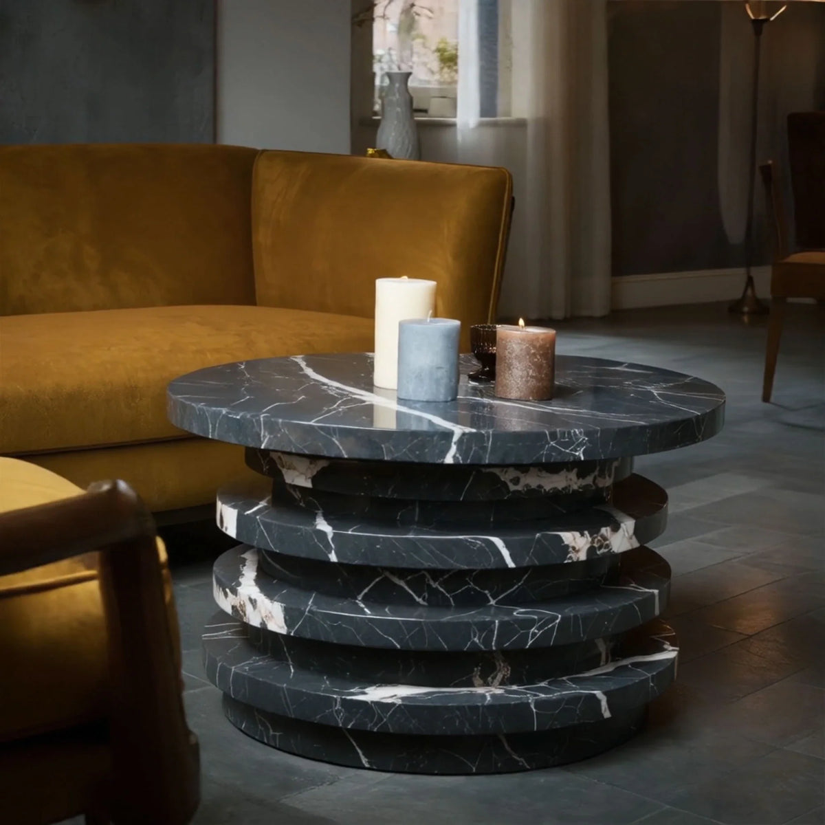 Elegant Console Table With Black Marble
