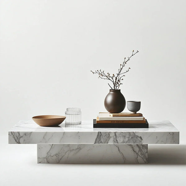 Marble Minimalist Rectangle Center Coffee Table