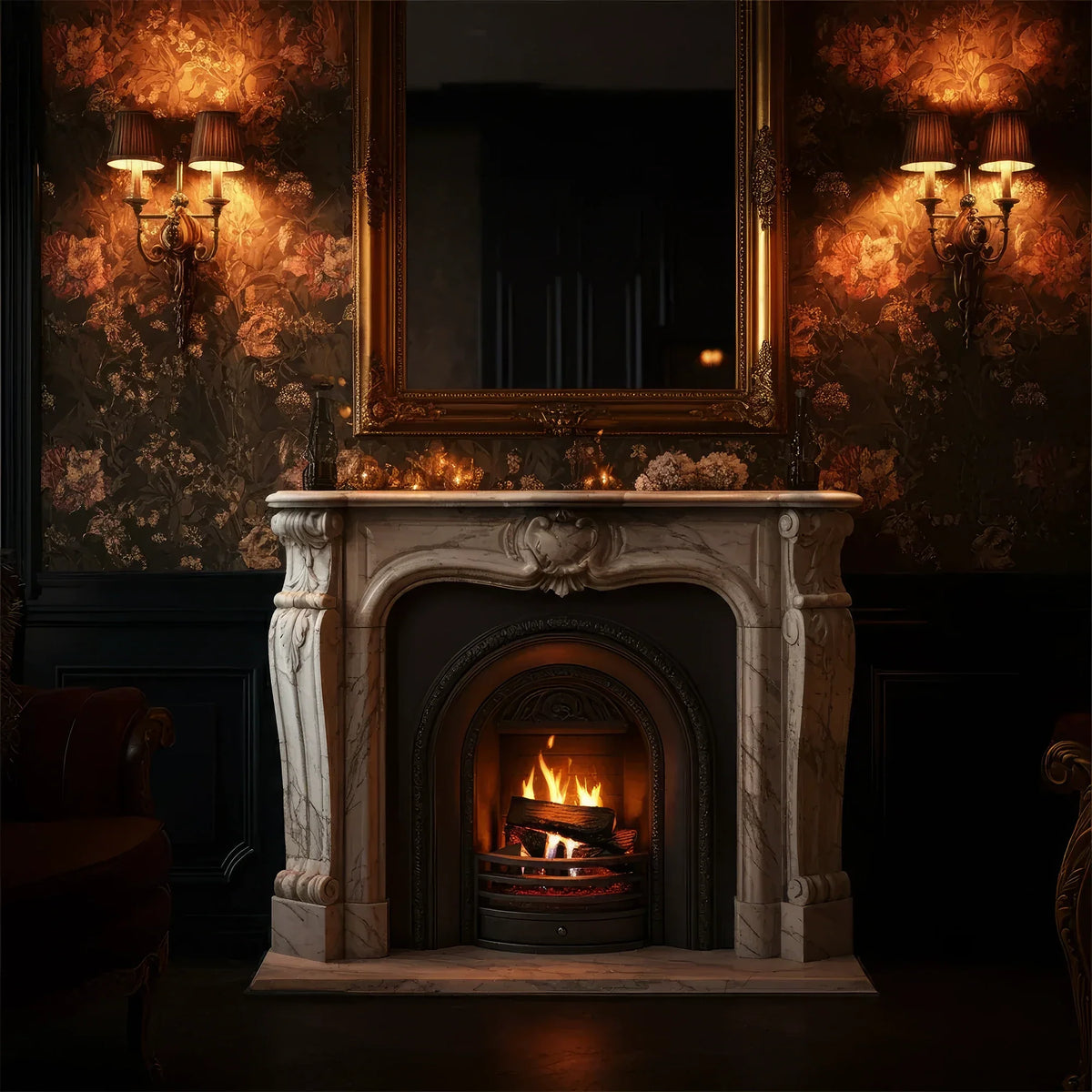 Ornate Marble Fireplace Mantel