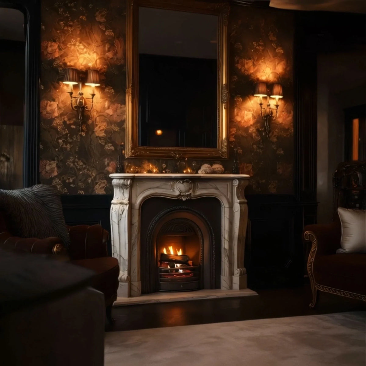 Ornate Marble Fireplace Mantel