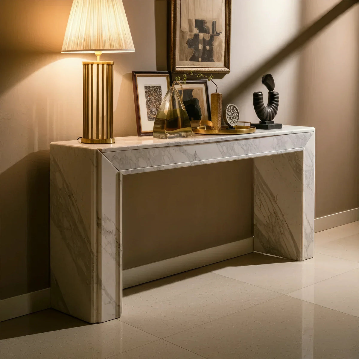 Polished Marble Console Table