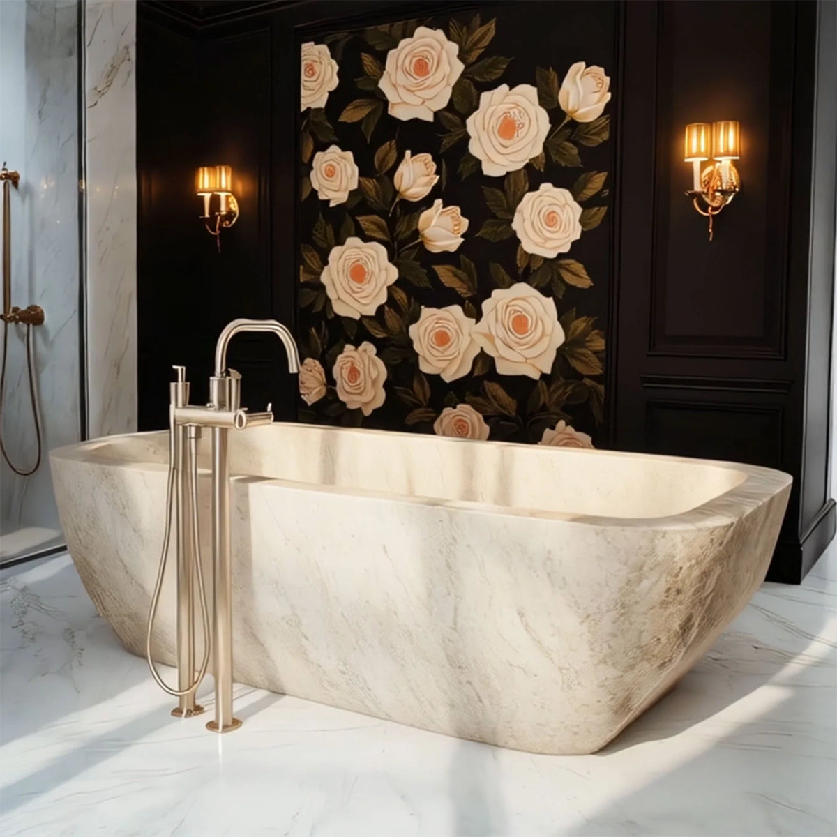 Rustic Tranquility Marble Bathtub