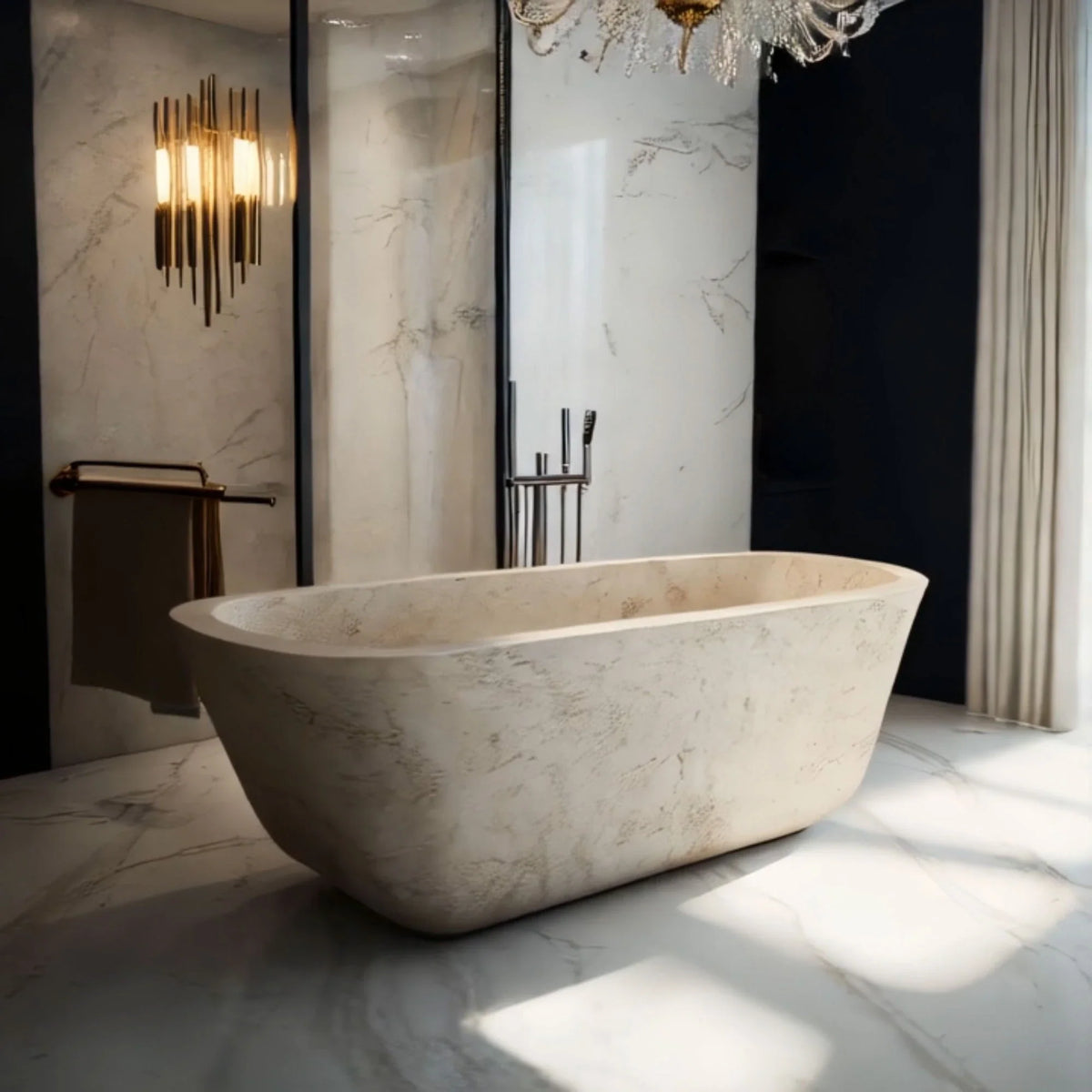 Textured Stone Serenity Marble Bathtub