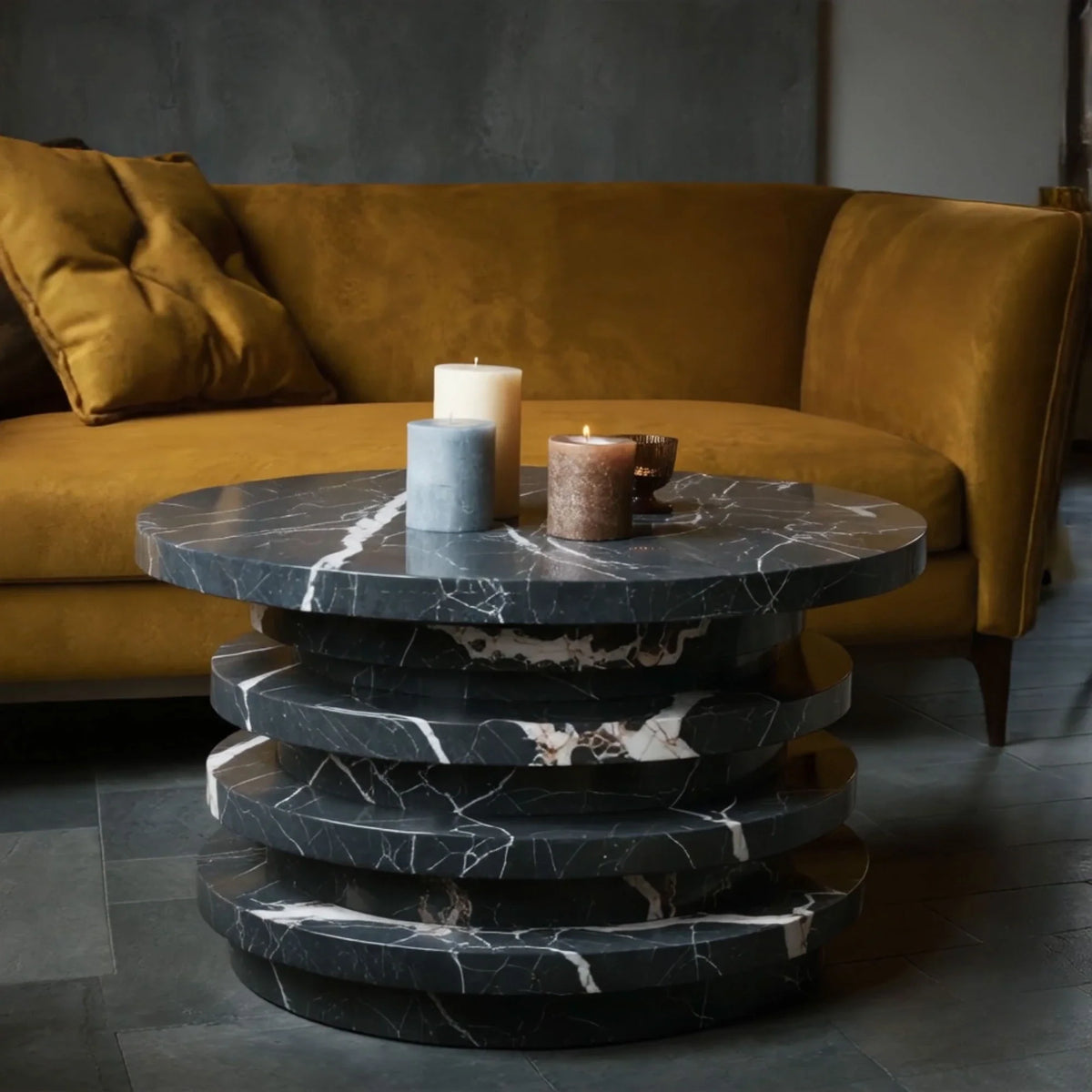 Elegant Console Table With Black Marble